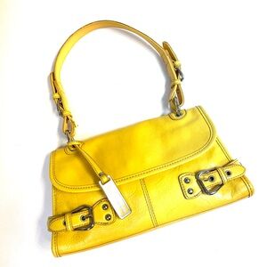 Franco Sarto Yellow Pebbled Leather Handbag/Shoulder Bag